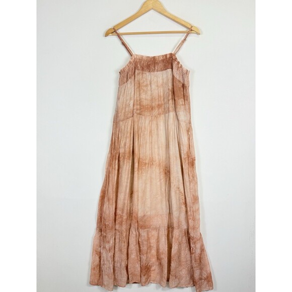 By The River Dresses & Skirts - By The River Orange Tie Dye Boho Gypsy Lined Midi Tiered Dress Women's Medium